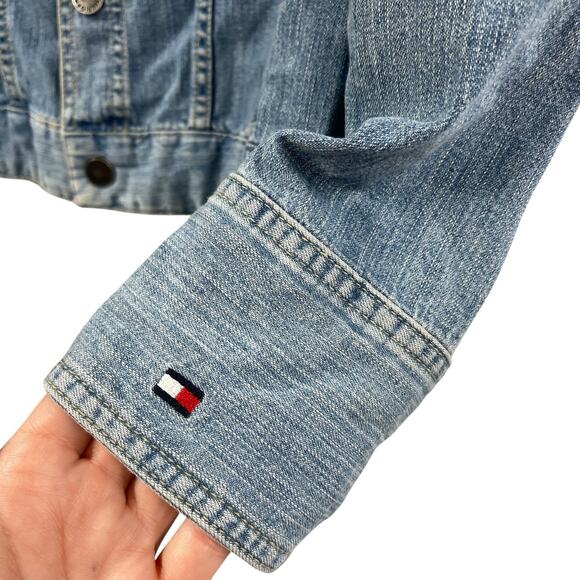 Tommy Hilfiger Light Weight Jean Jacket Denim Snap Close Trucker Y2K Medium - Picture 5 of 11
